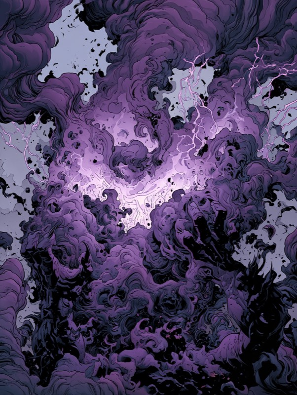 Una tormenta violeta con un rostro oculto