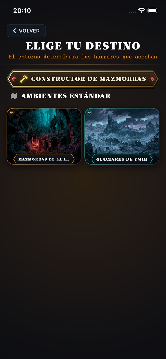 Captura del juego: selección de bioma