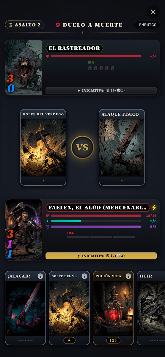 Captura del juego: combate con cartas de Ira