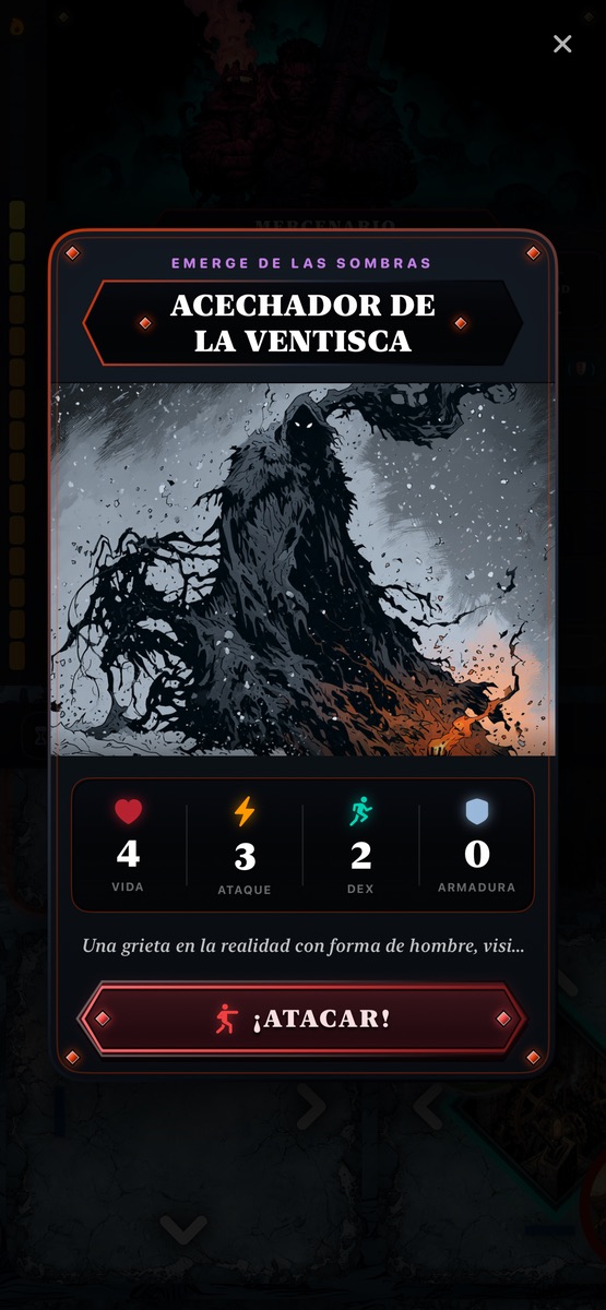 Captura del juego: ficha de un enemigo del Glaciar