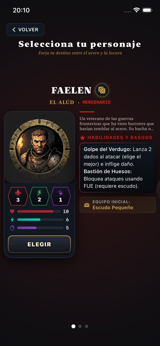 Captura del juego: ficha del Mercenario